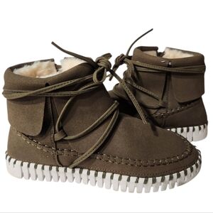 NEW Ilse Jacobsen Hornbaek Tulip Shearling Ankle Boots Deep Olive EU 36